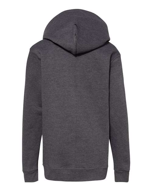 Hanes P473 Youth EcoSmart® Hooded Sweatshirt - Charcoal Heather - back