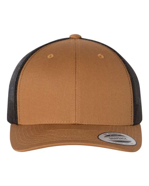 YP Classics 6606 Retro Trucker Cap - Caramel/ Black - front