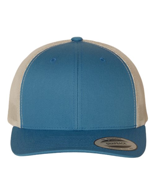 YP Classics 6606 Retro Trucker Cap - Steel Blue/ Silver - front