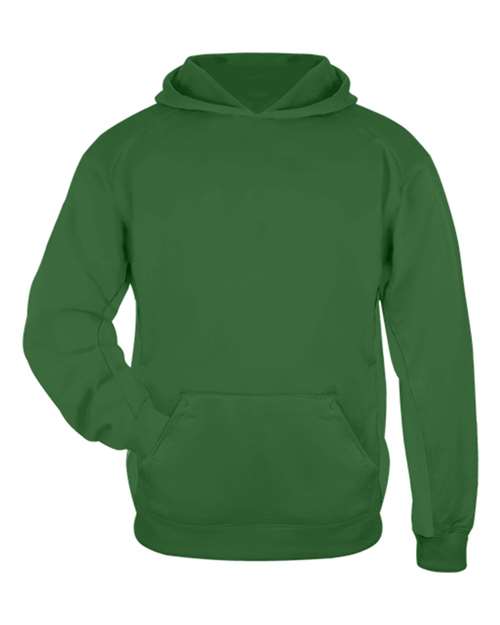 Badger 2454 Youth Performance Fleece Hooded Sweatshirt - Kelly - front
