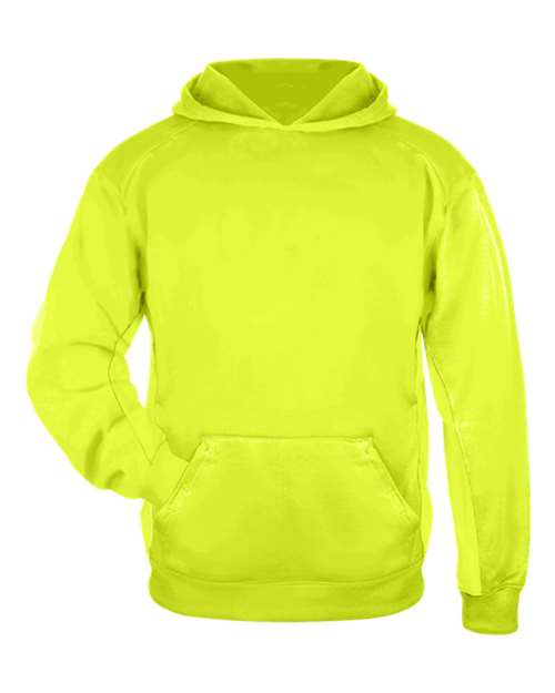 Badger 2454 Youth Performance Fleece Hooded Sweatshirt - Safety Yellow - front