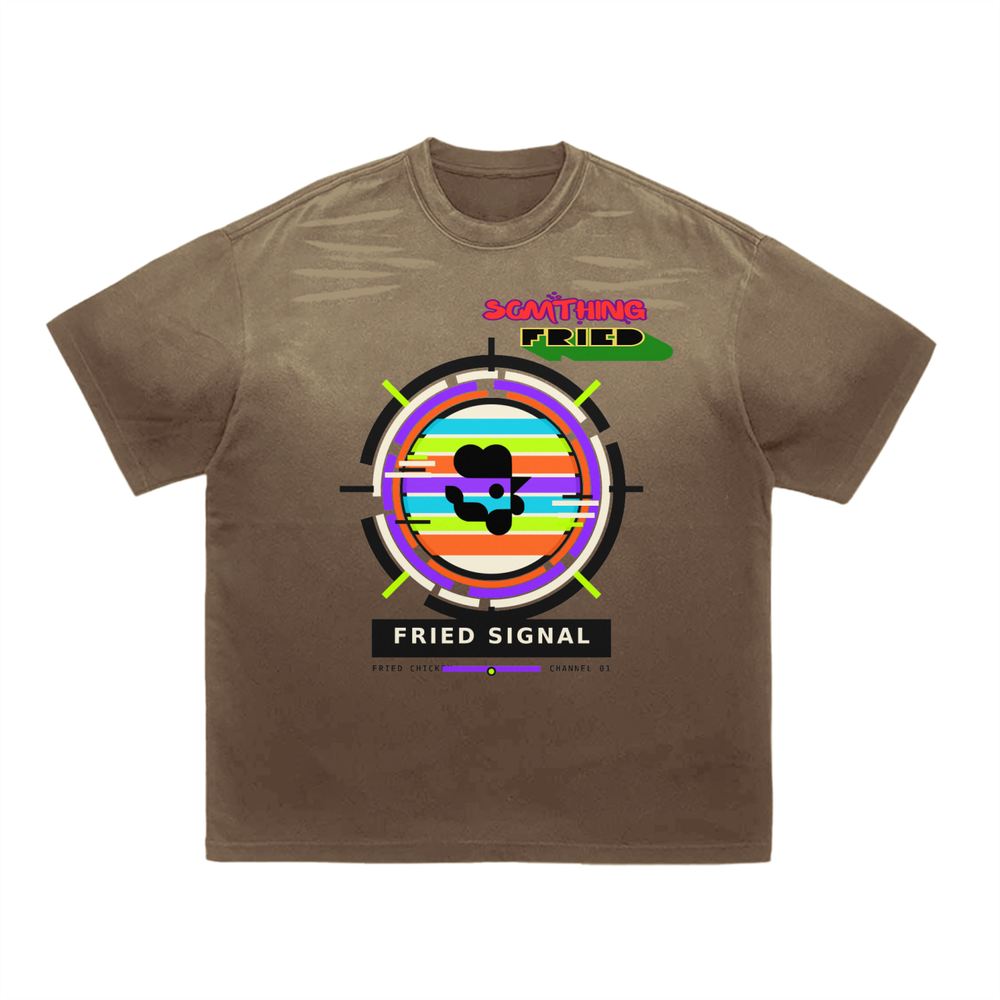 SOMTHING FRIED FRIED SIGNAL EDITION -Tiger Stripe Gradient Washed T-Shirt