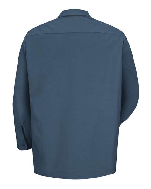 Red Kap SP14T Men's Tall Industrial Long Sleeve Work Shirt - Dark Blue - back