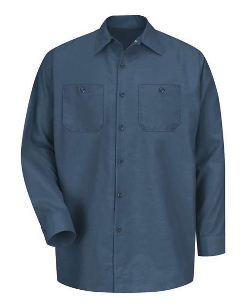 Red Kap SP14T Men's Tall Industrial Long Sleeve Work Shirt - Dark Blue - front