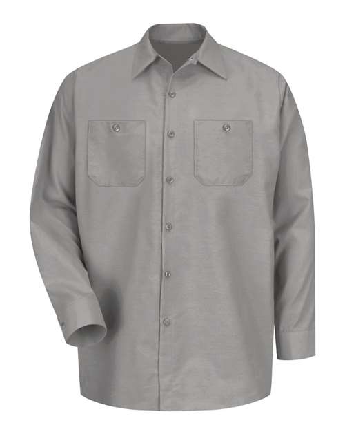 Red Kap SP14T Men's Tall Industrial Long Sleeve Work Shirt - Light Grey - front