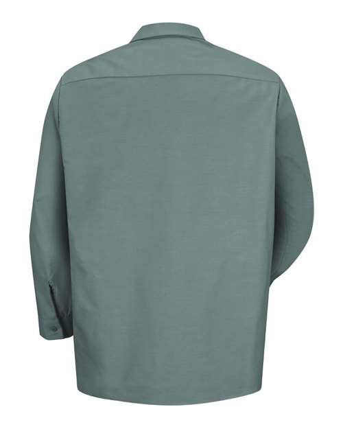 Red Kap SP14T Men's Tall Industrial Long Sleeve Work Shirt - Light Green - back