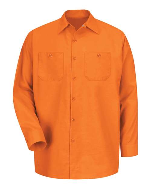 Red Kap SP14T Men's Tall Industrial Long Sleeve Work Shirt - Orange - front
