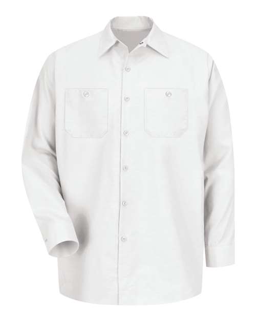 Red Kap SP14T Men's Tall Industrial Long Sleeve Work Shirt - White - front