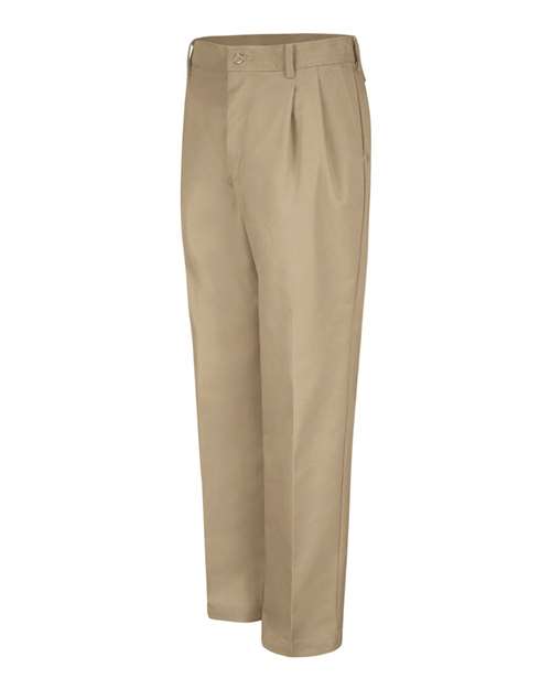 Red Kap PT38 Men's Pleated Twill Slacks - Khaki - Unhemmed - side