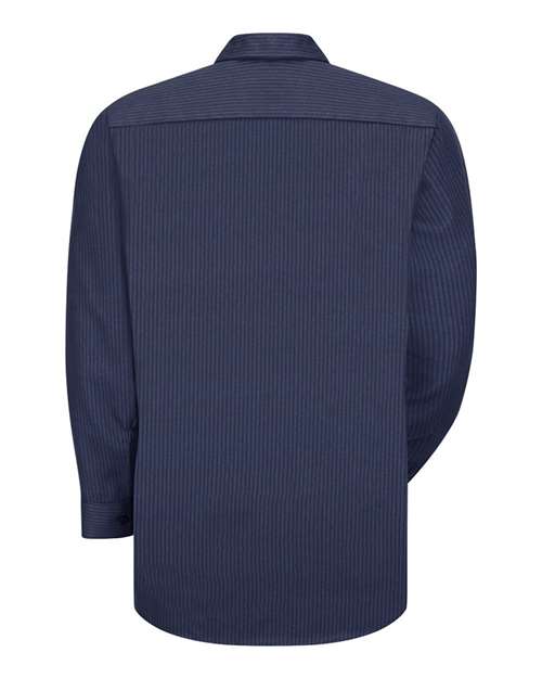 Red Kap SP14T Men's Tall Industrial Long Sleeve Work Shirt - NL-Navy/ Light Blue - back