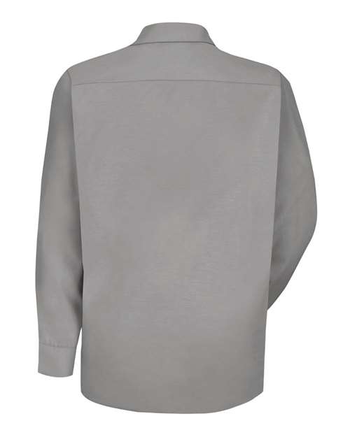 Red Kap SP16T Men's Tall Specialized Pocketless Poplin Long Sleeve Work Shirt - Light Grey - back