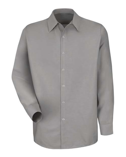 Red Kap SP16T Men's Tall Specialized Pocketless Poplin Long Sleeve Work Shirt - Light Grey - front