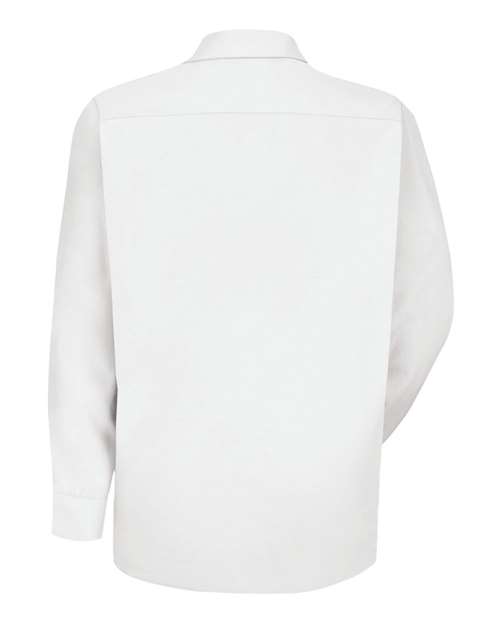 Red Kap SP16T Men's Tall Specialized Pocketless Poplin Long Sleeve Work Shirt - White - back