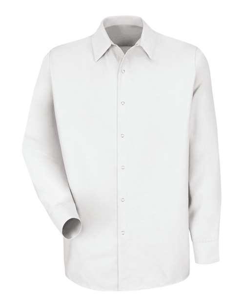 Red Kap SP16T Men's Tall Specialized Pocketless Poplin Long Sleeve Work Shirt - White - front