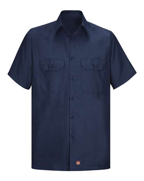 Red Kap SY60T Men's Tall Ripstop Short Sleeve Work Shirt - Navy - front