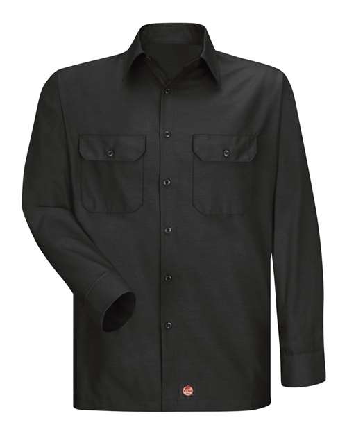 Red Kap SY50T Men's Tall Ripstop Long Sleeve Shirt - Black - front