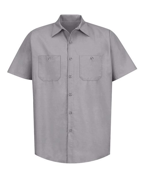 Red Kap SP24T Men's Tall Industrial Short Sleeve Work Shirt - Silver Grey - front