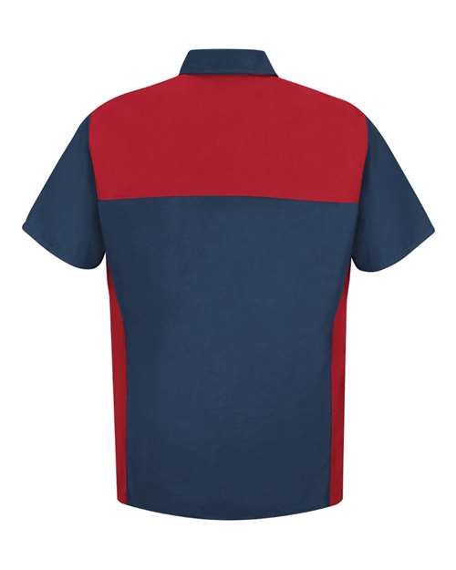 Red Kap SP28T Men's Tall Short Sleeve Motorsports Shirt - Red/ Navy - back