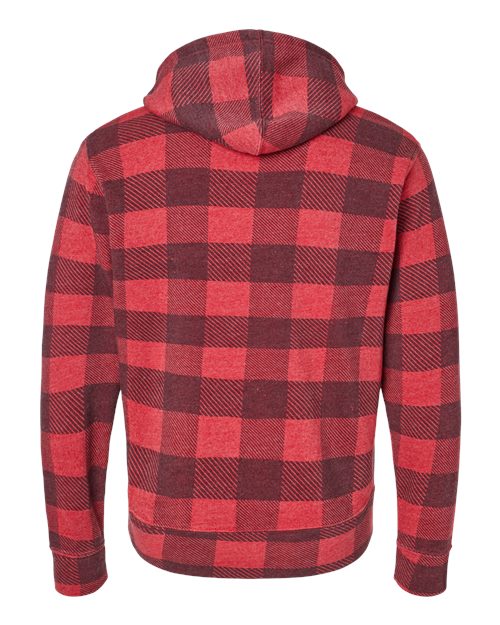 J. America 8871 Men's Triblend Fleece Hooded Sweatshirt - Red Triblend Buffalo - back