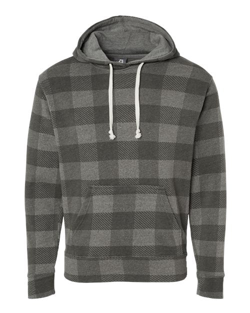 J. America 8871 Men's Triblend Fleece Hooded Sweatshirt - Smoke Triblend Buffalo - front