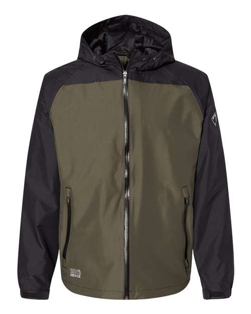 DRI DUCK 5335 Unisex Torrent Waterproof Hooded Jacket - Olive/ Black - front