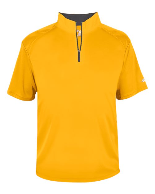 Badger 4199 Men's B-Core Short Sleeve Quarter-Zip - Gold/ Graphite - front