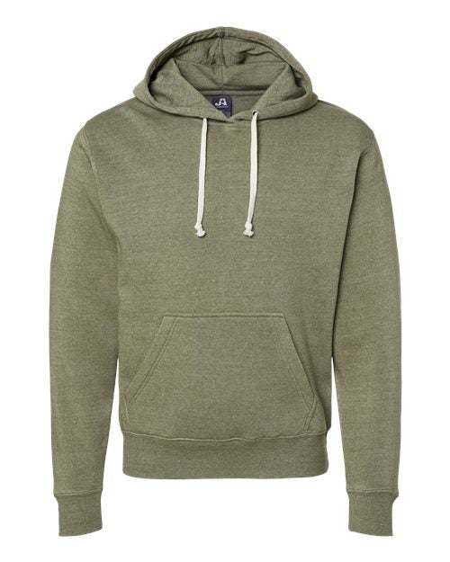 J. America 8871 Men's Triblend Fleece Hooded Sweatshirt - Olive Triblend - front