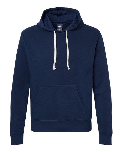J. America 8871 Men's Triblend Fleece Hooded Sweatshirt - True Navy Solid - front