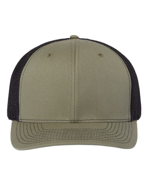 Richardson 112PL 112+ R-Flex Adjustable Trucker Cap - Loden Green/ Black - front