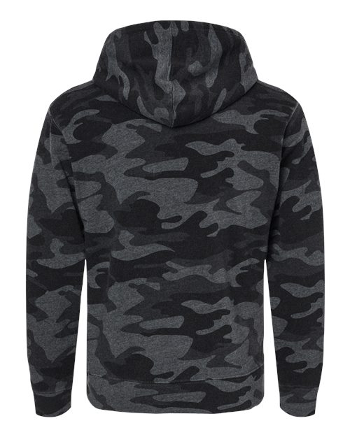 J. America 8871 Men's Triblend Fleece Hooded Sweatshirt - Black Camo Triblend - back