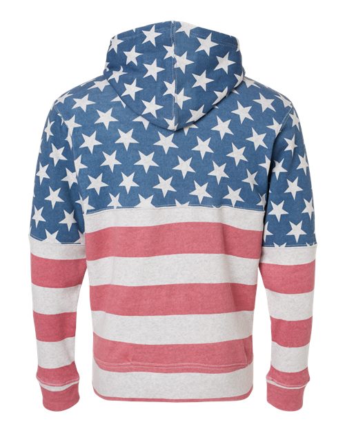 J. America 8871 Men's Triblend Fleece Hooded Sweatshirt - Stars & Stripes Triblend - back