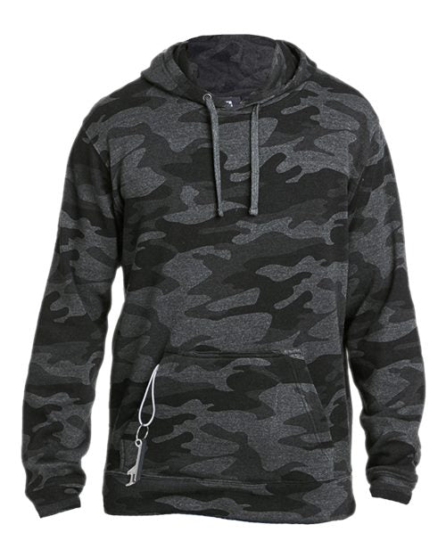 J. America 8815 Men's Tailgate Hooded Sweatshirt - Black Camo Heather - front