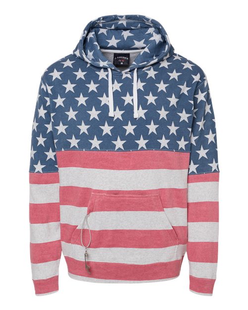 J. America 8815 Men's Tailgate Hooded Sweatshirt - Stars & Stripes - front