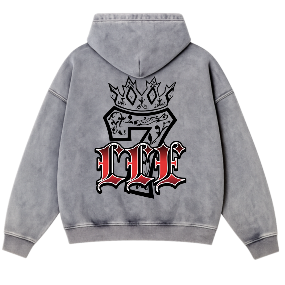 LEGIT LIFE EMPIRE “Crowned 7” Vintage Wash Hoodie