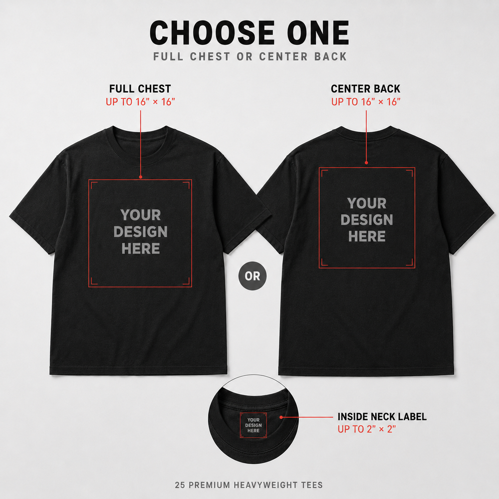 Brand Partner Full Chest or Center Back Starter Pack - choose one print placement guide