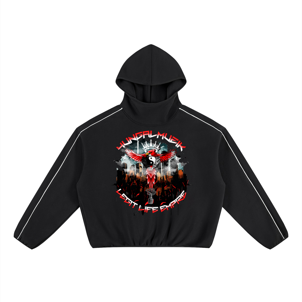 Legit Life Empire × YungAlMuzik Collaboration Unisex Boxy Piping Fleece Hoodie