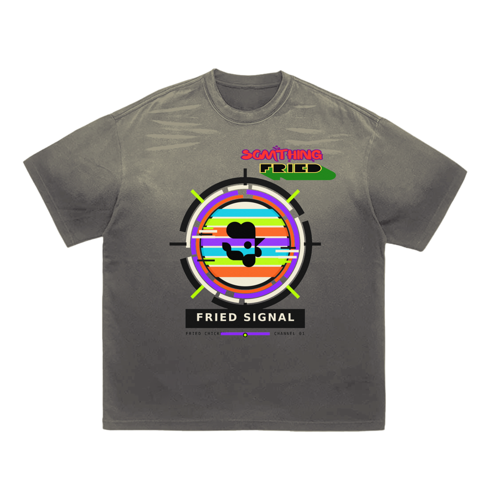 SOMTHING FRIED FRIED SIGNAL EDITION -Tiger Stripe Gradient Washed T-Shirt